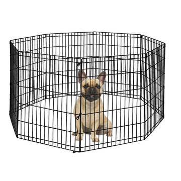 PaWz Pet Dog Playpen Puppy Exercise 8 Panel Fence Black Extension No Door 42" PaWz